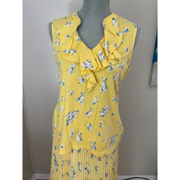 Chaps NWOT Yellow Floral Pleated Skirt size PM & Matching Top size PL - Picture 4 of 6